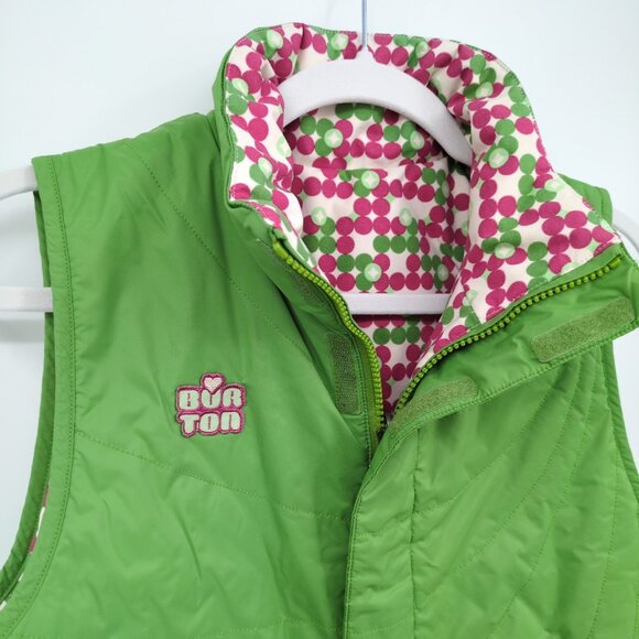Burton Girls Reversible Puffer Vest XL Pink Green Outdoor Preppy Cold Weather - Picture 3 of 14